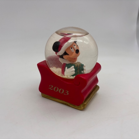 Disney Parks Mickey Mouse Christmas 2003 Sleigh Ride Holiday Mini Snow Globe - Picture 2 of 11